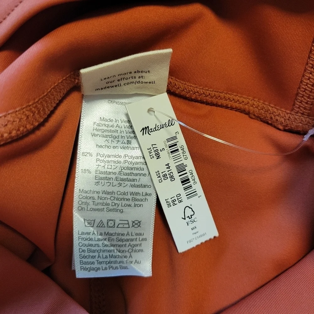 NWT Madewell MWL Form High Rise Burnt Orange Leggings Size Small - Picture 9 of 10